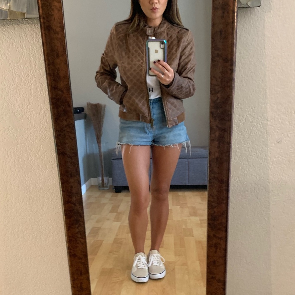 Pre-owned Forever 21 Quilted Bomber Jacket Sz S
